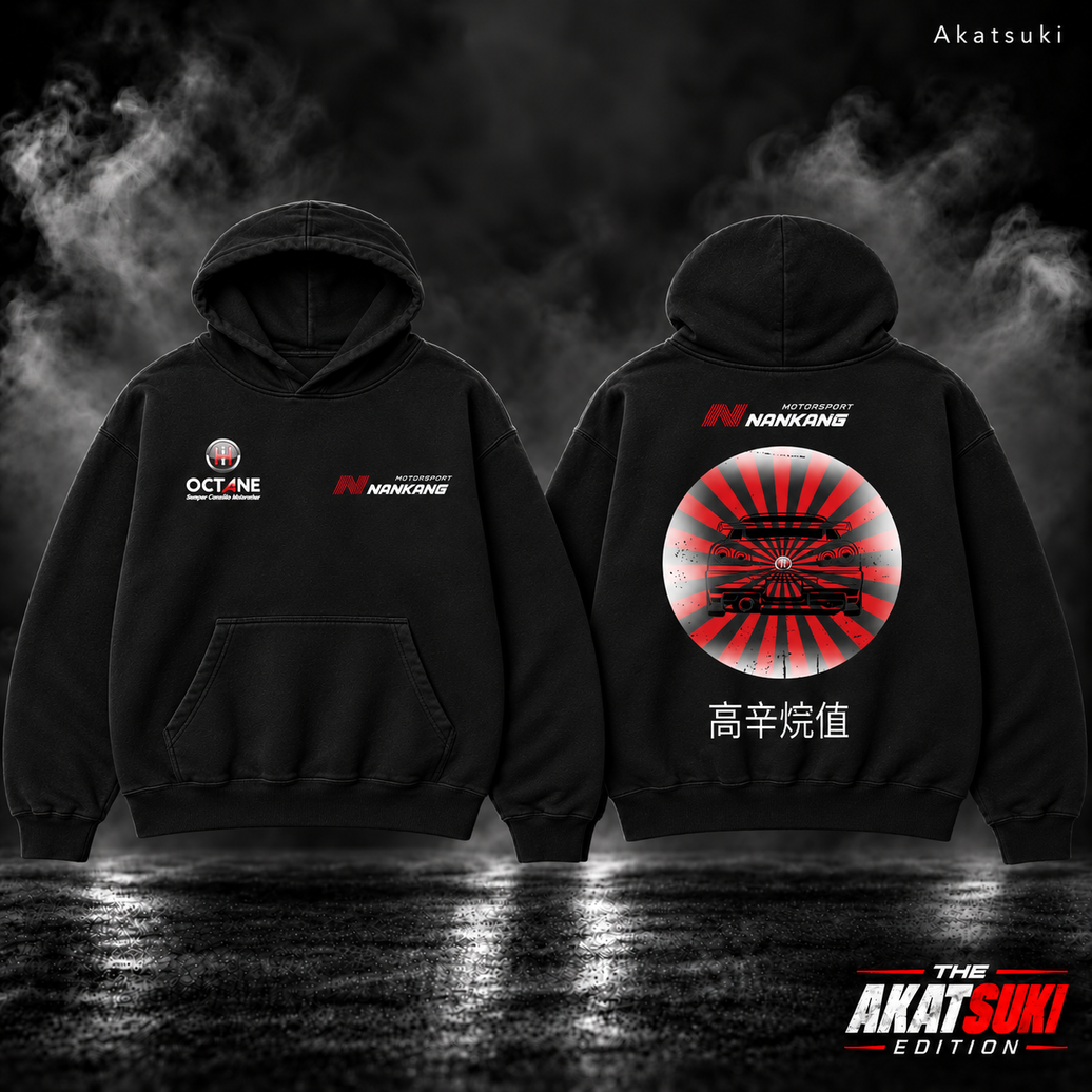 Akatsuki Nankang hoodie front and back with red and white edition badge