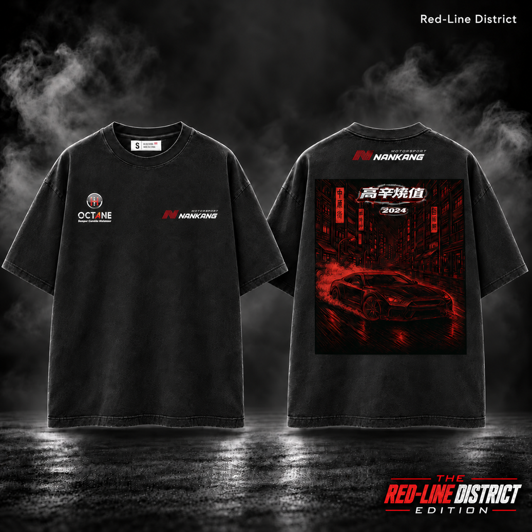 Red-Line District tee front and back with red and white edition badge